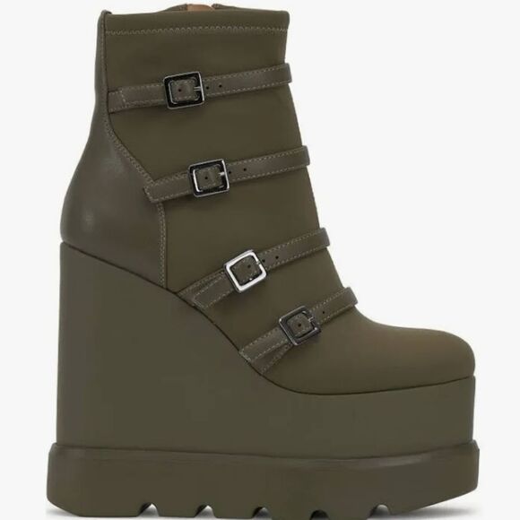 BRAND NEW JESSICA SIMPSON CHAELA HEEL BOOTS BUCKLE VAMP STRAPS WEDGE BOOT - Picture 5 of 16